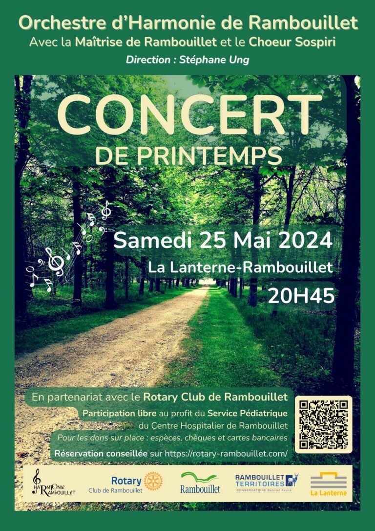 Concert caritatif organisé par la SMR, le Rotary Club de Rambouillet et le Conservatoire Gabriel Fauré de Rambouillet 25 mai 2024-20h45 à La Lanterne